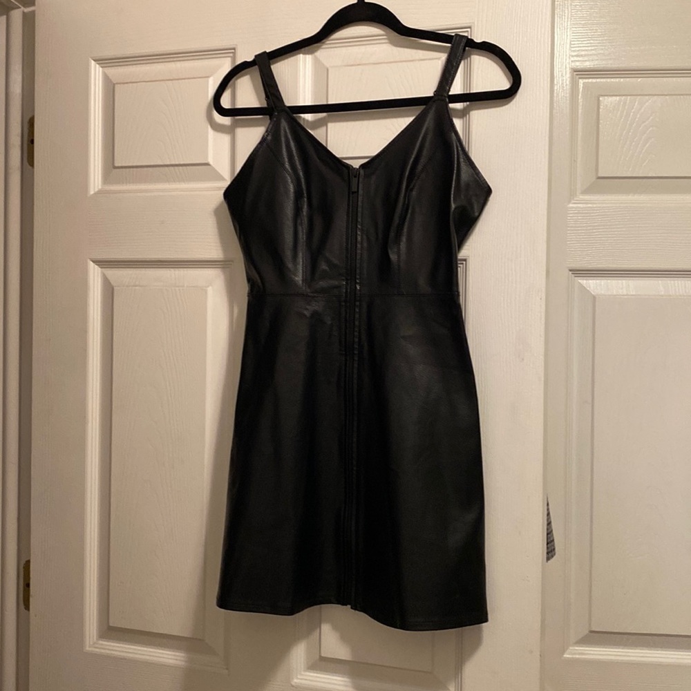 Urban Outfitters Loretta Faux Leather Zip-Front Mini Dress